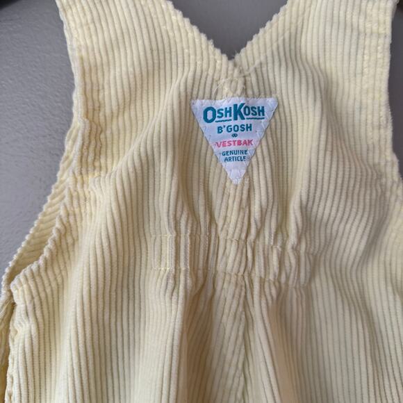 Vintage OshKosh B'Gosh Butter Yellow Soft Corduroy Bib Overalls 12 Mos 80s Union - Picture 4 of 15